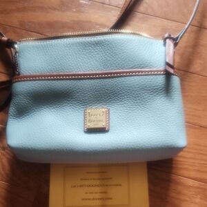 Dooney & Bourke Blue Pebbled Leather Crossbody Bag with Gold Accents